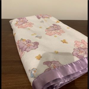 Vintage Care Bear Baby blanket pink and purple bears
